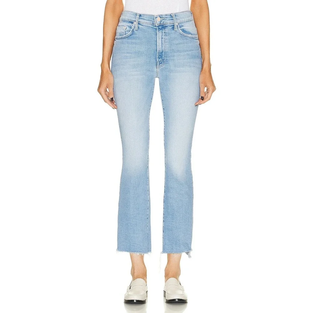 Mother Jeans Womens 32 The Runaway Step Fray California Cruiser Light Wash Flare